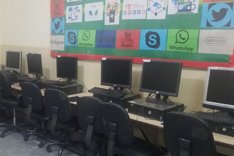 A view of desktop PCs in our computer lab.